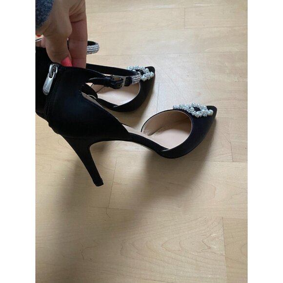 ADRIENNE Vittadini BNWOT "Nirvana" Ankle Strap Black Jeweled Heel Women Sz 7.5 - Picture 5 of 10